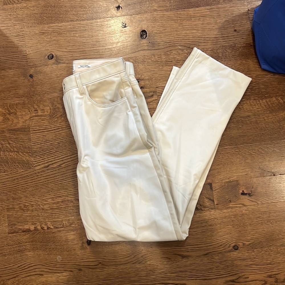 Abercrombie and Fitch Women’s Cream Leather Pants Size 30